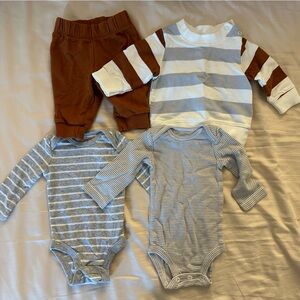 Carters 3 month bundle - striped onesies, sweatshirt and pants